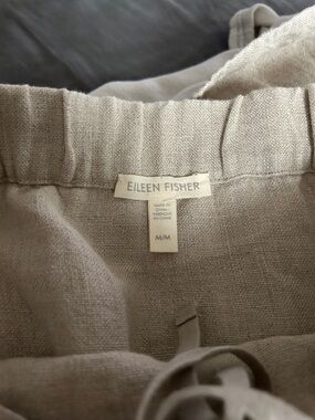 Eileen Fisher Neutral Taupe Linen-Blend Pencil Skirt